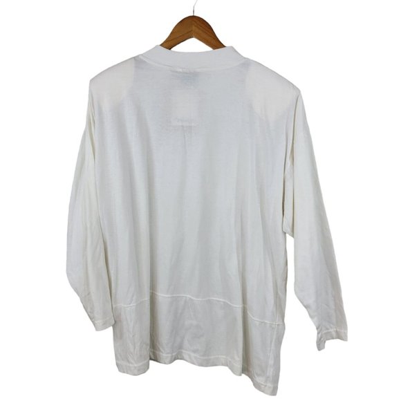 Vintage New 90s Long Sleeve T-Shirt Top Plus Size 20/22W White Embroidered NOS - Picture 5 of 7